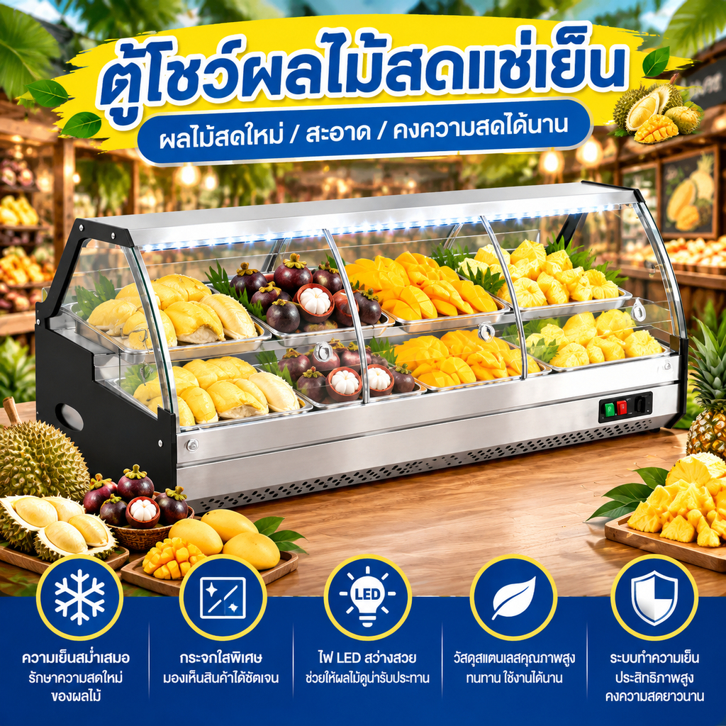 ตู้แช่เย็นเชิงพาณิชย์ ตู้แช่สำหรับร้านสะดวกซื้อ ตู้แช่โชว์สำหรับร้านสะดวกซื้อขนาดเล็ก ตู้โชว์ขนมหวานแช่เย็น ตู้โชว์ผลไม้