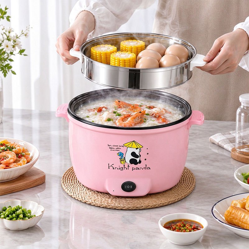 หม้อไฟฟ้า หม้อชาบู หม้ออเนกประสงค์ เทปล่อน หม้อไฟฟ้ามีซึ้งนึ่ง 22cm26CM28CM ทำอาหารได้หลากหลาย ใช้งานสะดวก