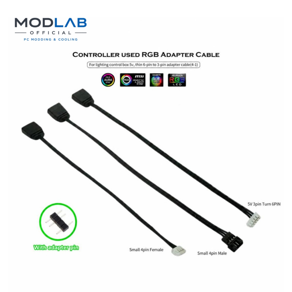 RGB SYNC Cable สายแปลง 5V 3 Pin เป็น 6pin 4Pin 5V ARGB 3P เป็น 4P 6P ใช้กล่องควบคุม coolmoon RGB 5V