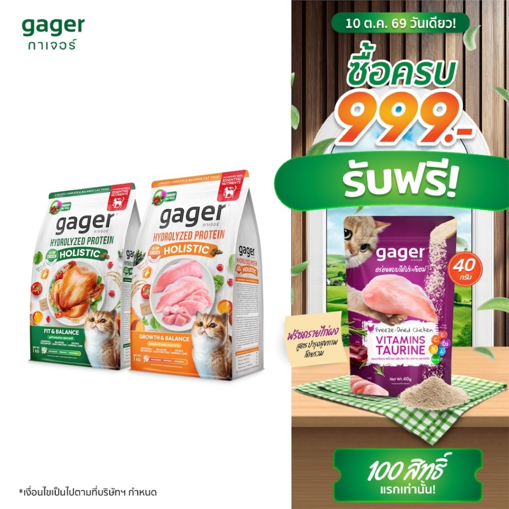 Gager طعام قطط هوليستيك دجاج وديك رومي (عبوتان)