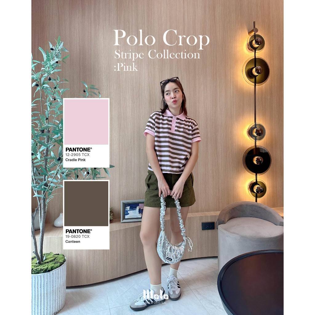 MalaOriginal |【7 สี】Polo Crop : Stripe Collection 7 colors เสื้อโปโลลายทาง ทรงครอป ไม่ต้องรีด ลายทาง