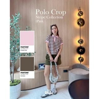 MalaOriginal |【7 สี】Polo Crop Stripe🍡 เสื้อโปโลลายทาง ทรงครอป ไม่ต้องรีด ลายทาง