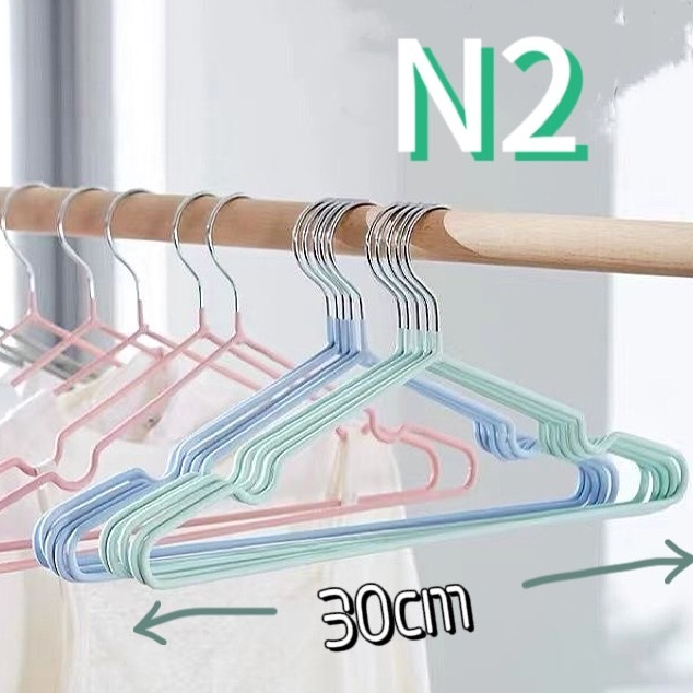 JSshop ไม้แขวนเสื้อสแตนเลสเคลือบซิลิโคน ขนาด 30 cm. 1 แพค 10 ชิ้น รุ่น.N2