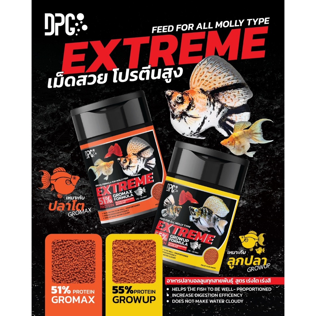 DPG Extream  อาหารปลาบอลลูนทุกสายพันธุ์ สูตร เร่งโต เร่งสี