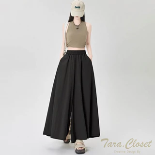 COM523 TARA Pants กางเกงกระโปรง เอวยางยืด มีกระเป๋า 2 ข้าง เนื้อผ้าครัช ผ้าดี ไม่ต้องรีด