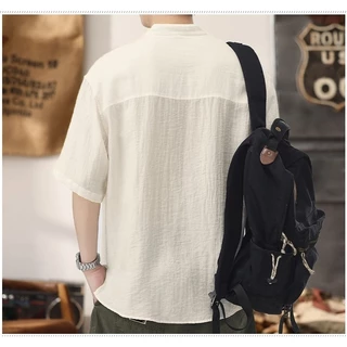 🚚พร้อมส่ง🚚 เสื้อเชิ้ตผู้ชาย เสื้อลินิน คอกลม เสื้อเชิ้ตแขนสั้น เนื้อนุ่มใส่สบายไม่ร้อน แฟชั่นฤดูร้อน