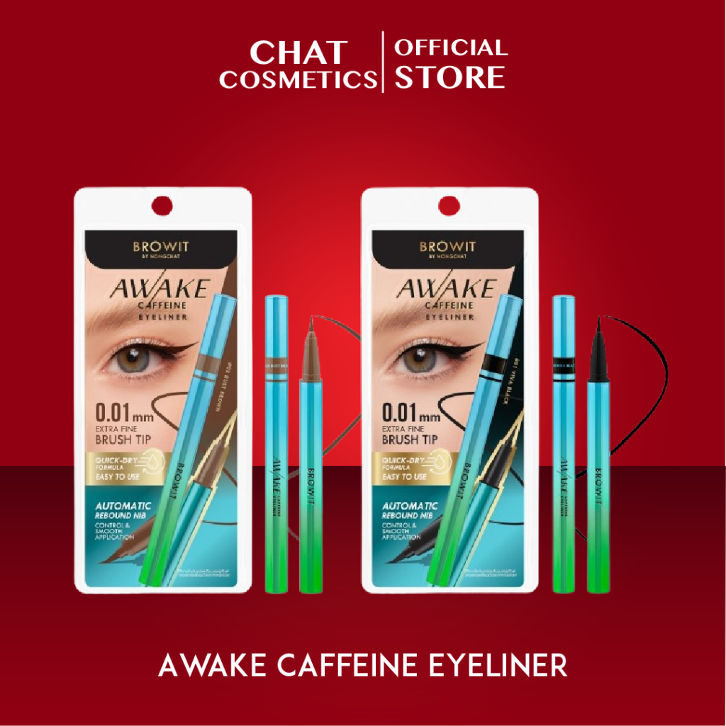 Browit Awake Caffeine Eyeliner อายไลน์เนอร์หัวพู่กันปลายเรียวเล็กเพียง 0.01mm