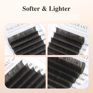 NAGARAKU Charcoal Ellipse นาการากุเส้นแบนปลายแฉก ขนนิ่ม เหมาะสำหรับเส้นต่อเส้น ขนตาปลอม