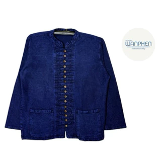 เสื้อหม้อห้อมกระดุมกะลา 15 เม็ดแขนยาว หม้อห้อมแท้จากจ.แพร่