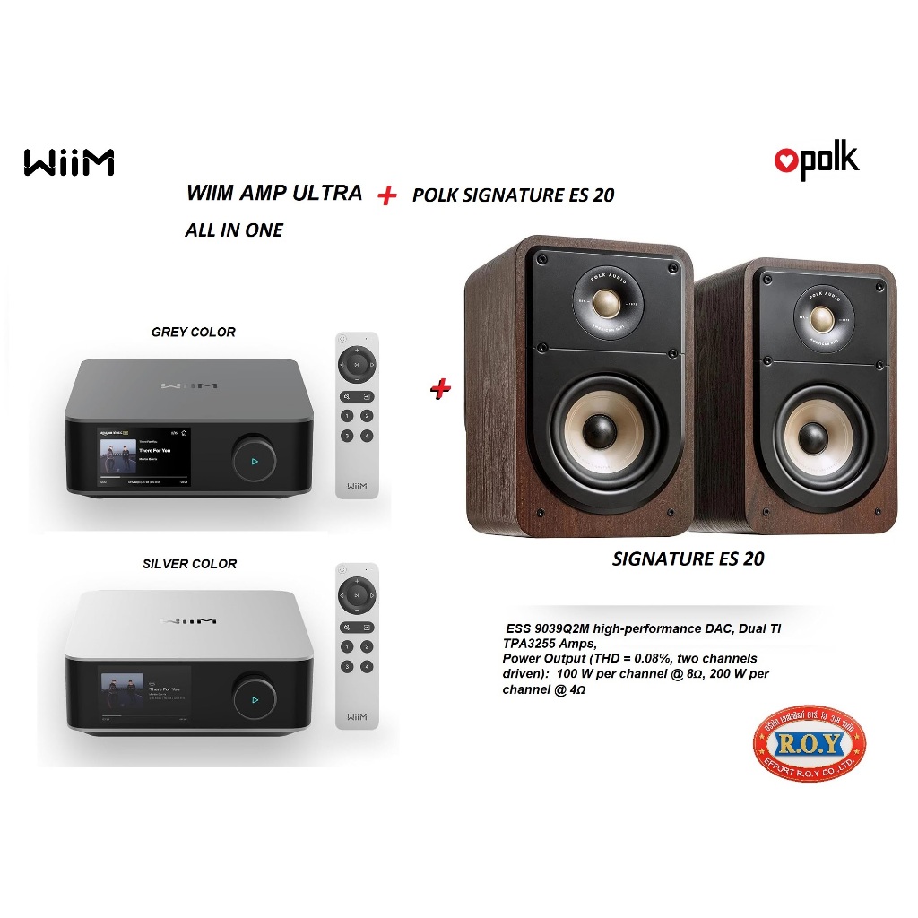 WIIM AMP ULTRA + POLK AUDIO SIGNATURE ES 20  ALL IN ONE STREAMING  100 W PER CHANAL