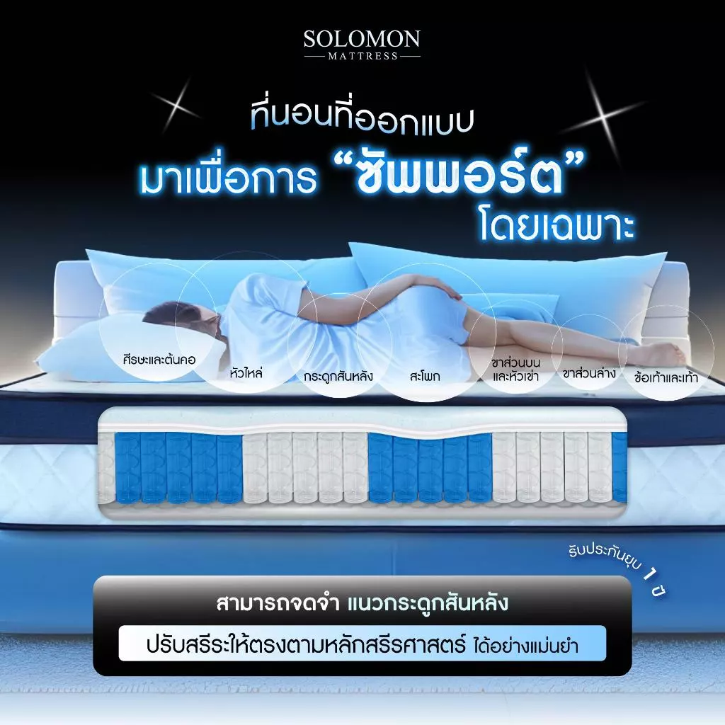 Solomon ที่นอนพ็อกเก็ตสปริง 7 โซน รุ่น Babe หนา 9 นิ้ว thumbnail 3