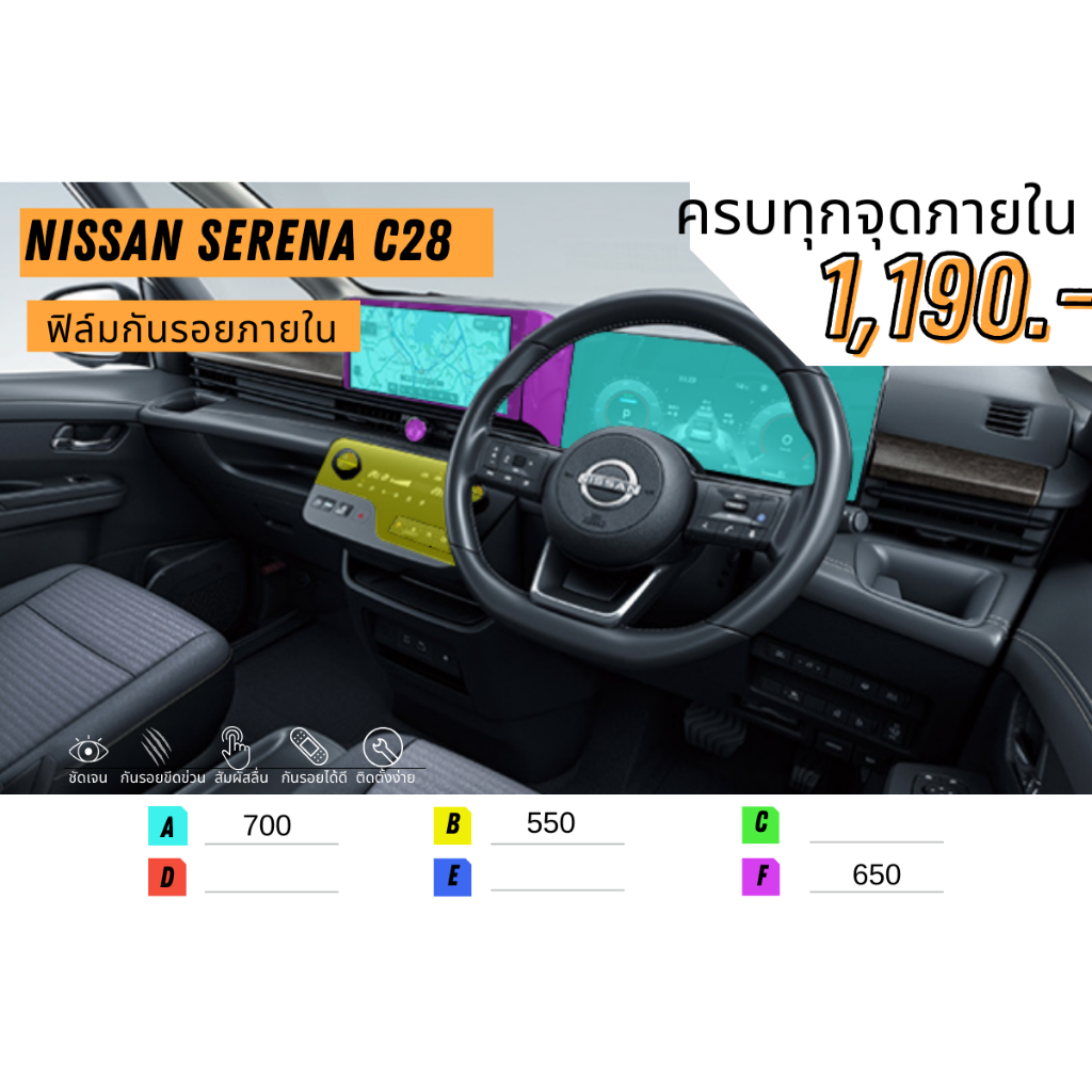 ฟิล์มใสกันรอย ฟิล์มกันรอย รถยนต์ Nissan Serena C28