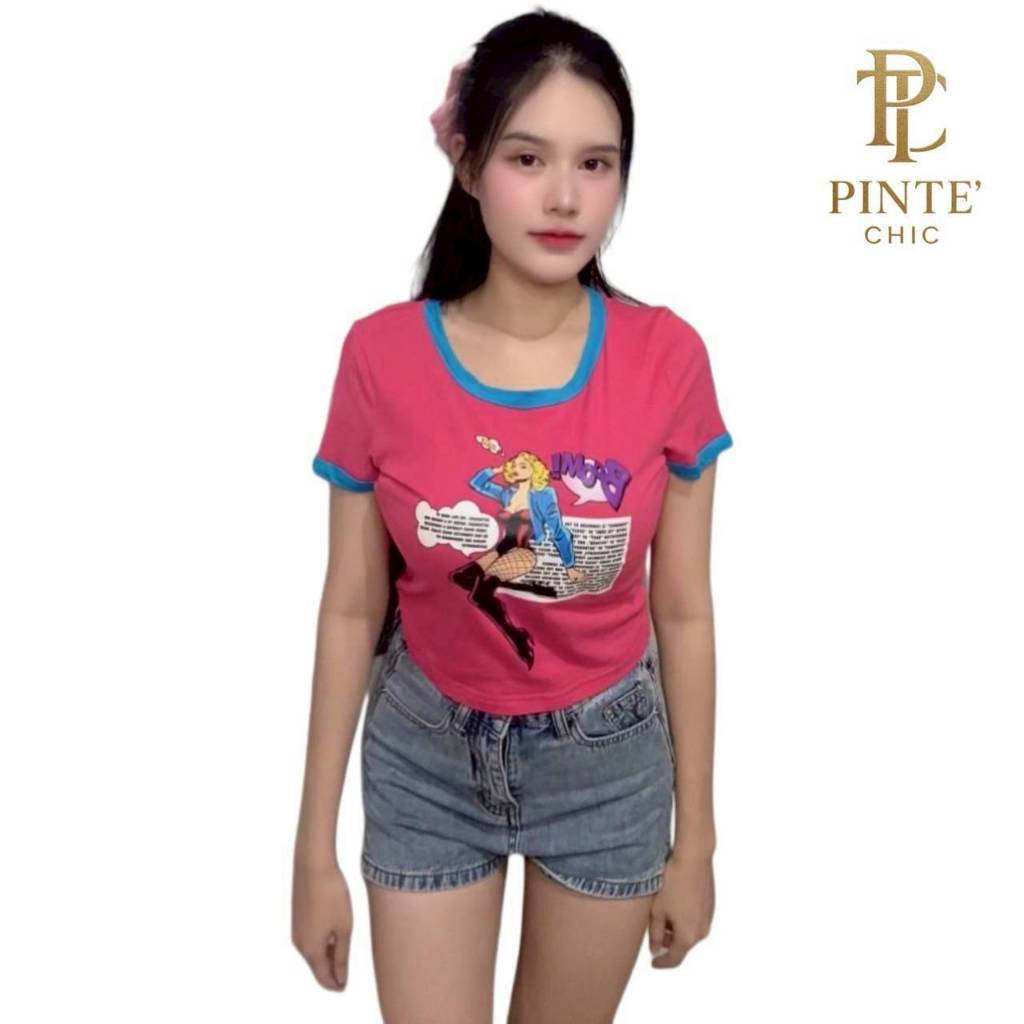Pinte_Chic เสื้อครอป Shein size M เสื้อ เสื้อครอป เสื้อผ้าผู้หญิงแฟชั่น PT-0003