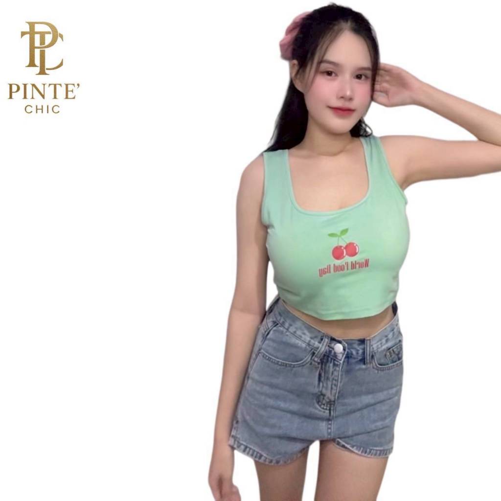 Pinte_Chic เสื้อกล้ามครอป Shein size L เสื้อ เสื้อครอป สายกล้าม เดี่ยว เสื้อผ้าผู้หญิงแฟชั่น PT-0007