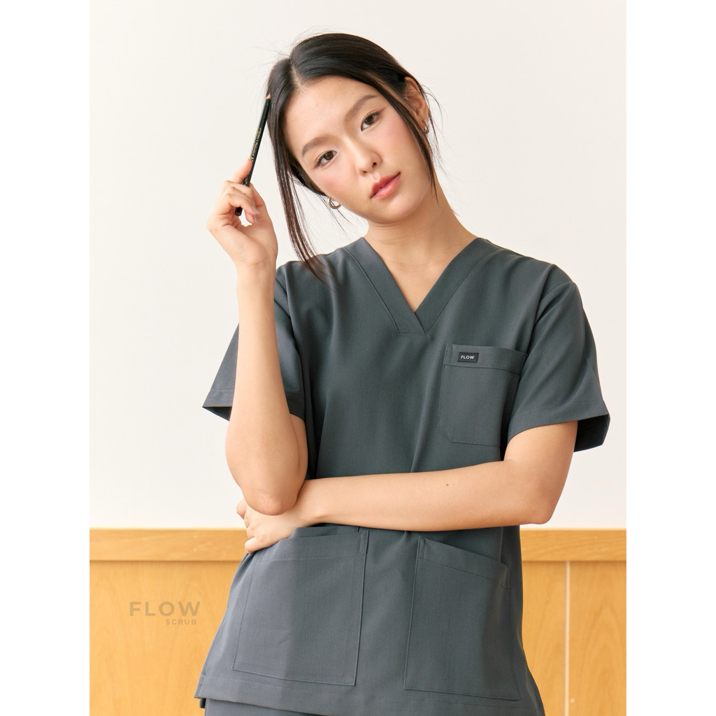 TOPS เฉพาะเสื้อ UNISEX FLOW SCRUB สี STONE