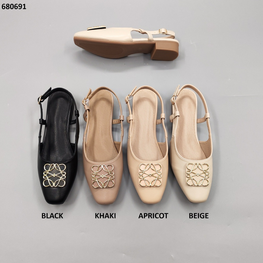 พร้อมส่ง 680691 รองเท้ารัดส้น 1 นิัว หัวตัด ทรงใหม่ อะไหล่โลโก้