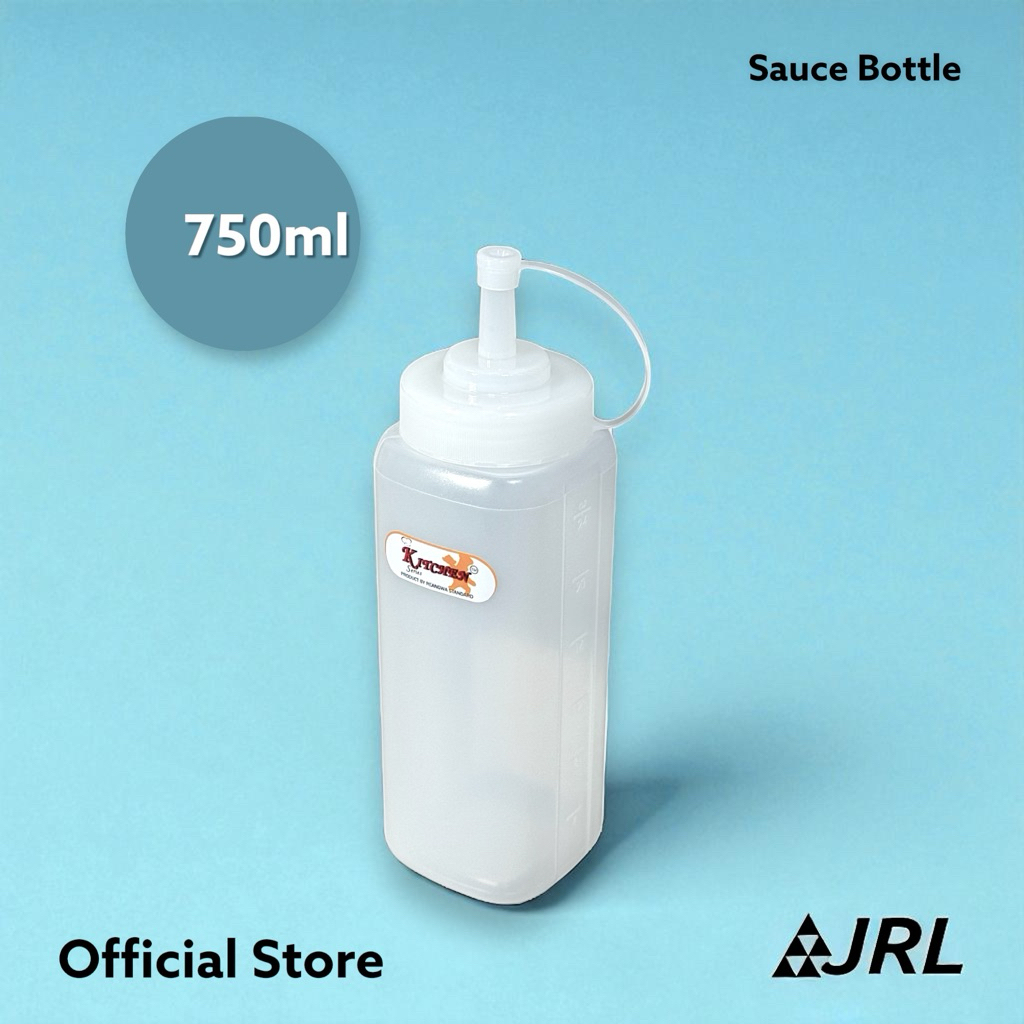 (750ml) 9521 ขวดบีบซอส รู 8 มม ไม่มีฝา (มีสเกลบอกปริมาตร)