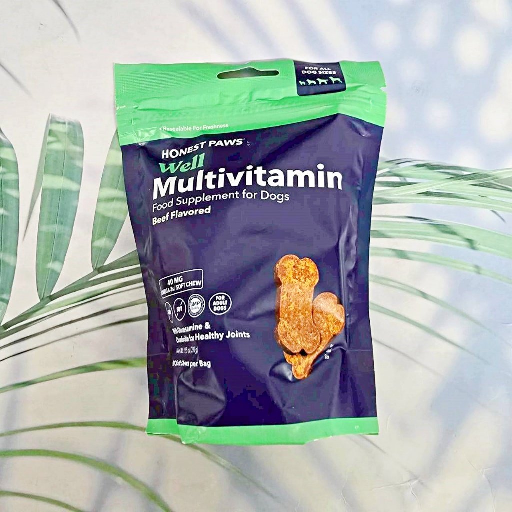 (Honest Paws®) Well Multivitamin for Dogs Beef Flavored 90 Soft Chews วิตามินเสริม ขน ข้อต่อ สำหรับส