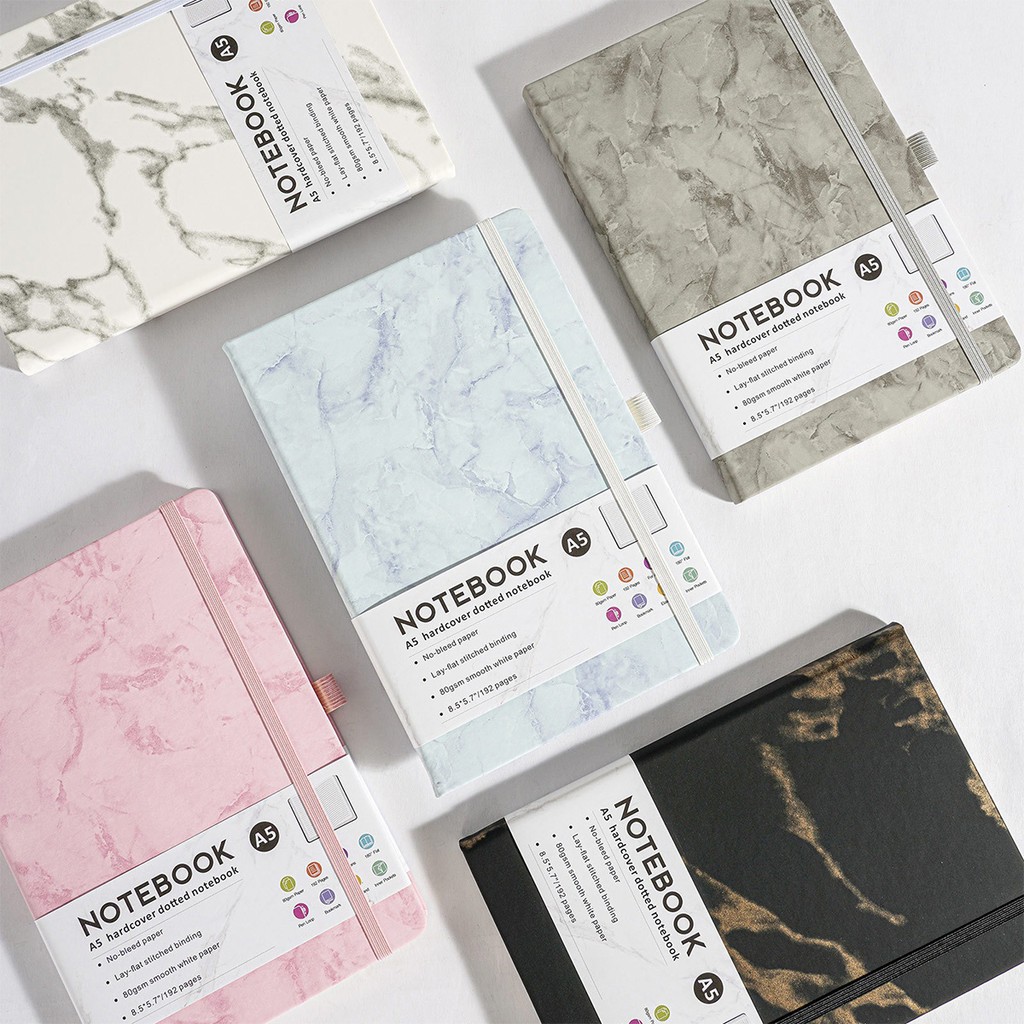 สมุดโน้ตลายหินอ่อน พรีเมี่ยม มียางรัด กระดาษหนา 80 แกรม พร้อมที่คั่นผ้า เหมาะนักเรียนและออฟฟิศ - รูปที่ 4