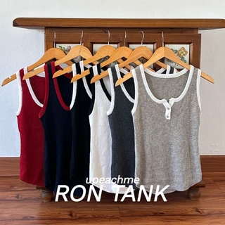 *มีส่งด่วน* upeachme(B15) RON Tank [อก26-48"] เสื้อกล้ามผ้าร่องสีพื้นขนาดใหญ่ เสื้อแขนกุดแต่งกระดุมหน้า กล้ามไหมพรมยืด