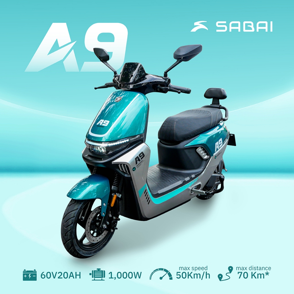 Sabai-A9 รถจักรยานไฟฟ้า 2 ล้อ 1000W แบต 60V20AH วิ่งไกล 70 กม. ดีไซน์ทันสมัย ขับขี่นุ่มนวล