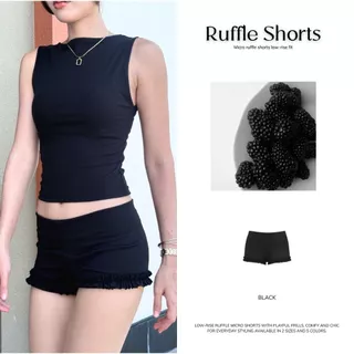RUFFLE SHORTS | กางเกงขาสั้นเอวต่ำ ผ้า2ชั้น แต่งระบาย Colicotton ยืดใส่สบาย | MURF.BKK | Micro Shorts Ruffle B159
