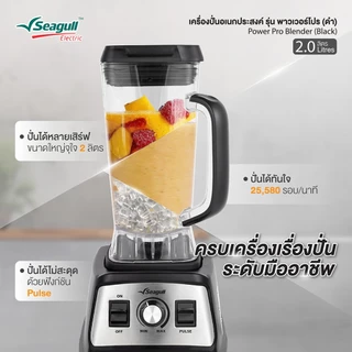 Seagull เครื่องปั่นมืออาชีพ พาวเวอร์โปร 2.0 ลิตร (ดำ) 2500W มอเตอร์รอบสูง เครื่องปั่นเชิงพาณิชย์ เครื่องปั่นสมูทตี้