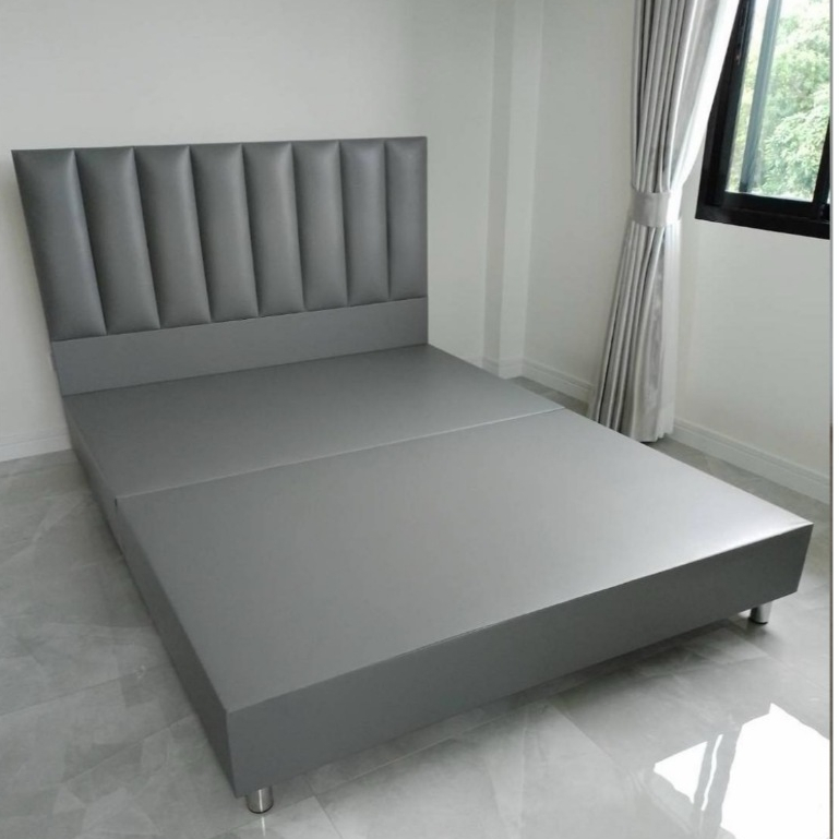 เตียงนอน หุ้มหนังPVC ฐานเตียงไม้เต็ม 3ฟุต 3.5ฟุต 4ฟุต 5ฟุต 6ฟุต - รูปที่ 5