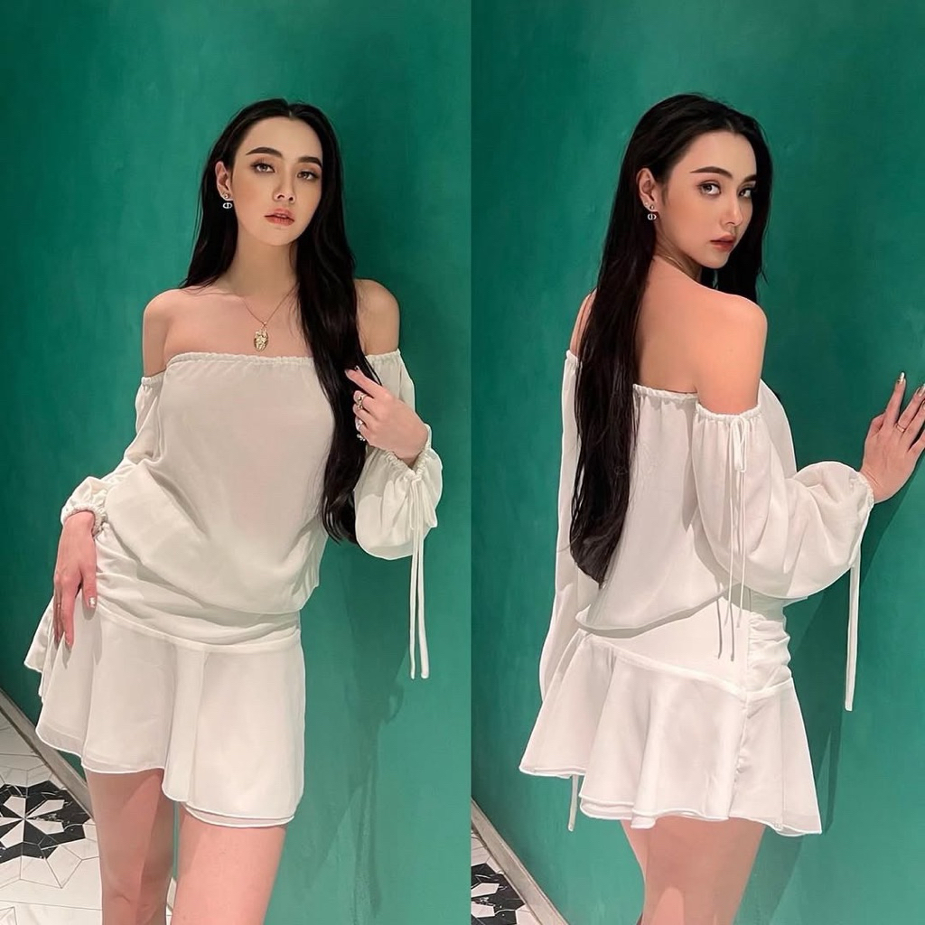 Kimber official เดรสกระโปรงสั้นสีขาวมือ2