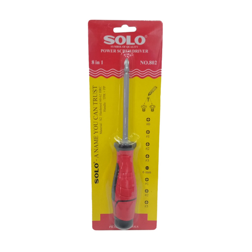 SOLO No.802 ไขควงสลับ 8 in 1 SCREWDRIVER ไขควง อเนกประสงค์ เหล็ก S2 ทนทาน ด้าม TPR