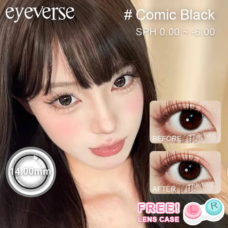 [0.00-6.00] Eyeverse สีคอมมิคแบล็ค 14mm แบบรายเดือน COD ตาโตดำก้อง ใส่สบาย นุ่มสุดๆไม่ระคายเคือง