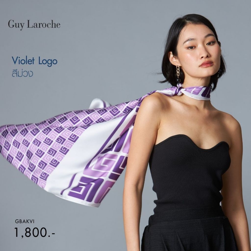 Guy Laroche وشاح مربع 100×100 سم — بنفسجي — صورة 2