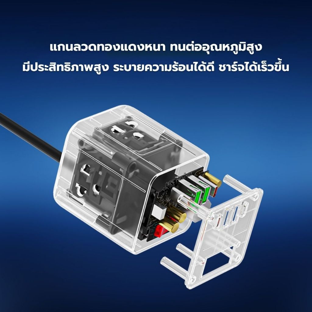 ปลั๊กสามขามาตรฐาน 3 ช่อง Rubik's Cube ปลั๊กไฟสามมิติ, ช่องเสียบ USB ในครัวเรือนพร้อมสายเคเบิล, สายไฟต่อ 2 ม / 3 ม /5 ม - รูปที่ 4