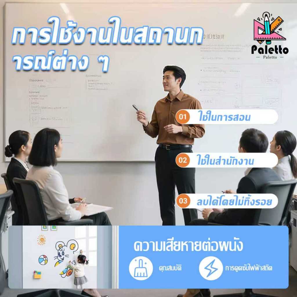 ไวท์บอร์ด ชนิดแผ่นแม่เหล็ กันน้ำและความชื้น ถอดออกได้โดยไม่ทำลายผนัง เหมาะสำหรับติดตู้เย็นหรือตู้เหล็ก แถมปากกาและแปรงลบ ราคา ถูกที่สุด ดีลบีเคเค แกลเลอรีภาพที่ 7