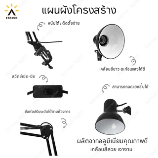 โคมไฟหนีบโต๊ะ โคมไฟตั้งโต๊ะ ไฟทําเล็บ LED ปรับขึ้น-ลงได้ ใช้งานสะดวกในทุกสถานที่