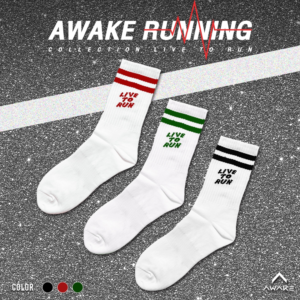 AWAKE ถุงเท้า LIVE TO RUN Socks