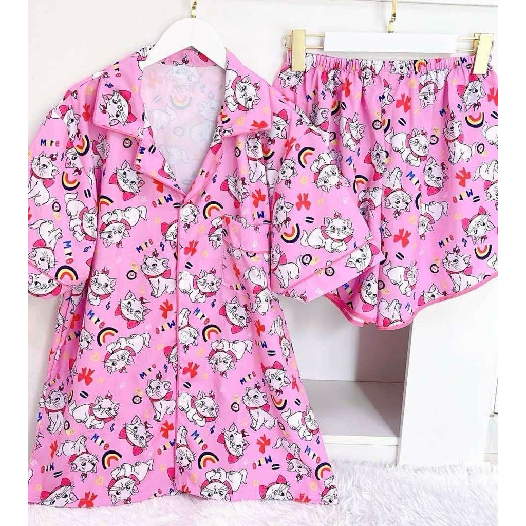 ชุดนอนผ้าไหมอิตาลีแขนสั้นขาสั้น(งานตัดไทย)พร้อมส่ง🎀