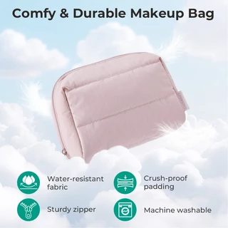 BAGSMART Makeup Bag Travel Cosmetic Bag กระเป๋าเปิดกว้าง Puffy Padded Make Up Bag Toiletries Accessories