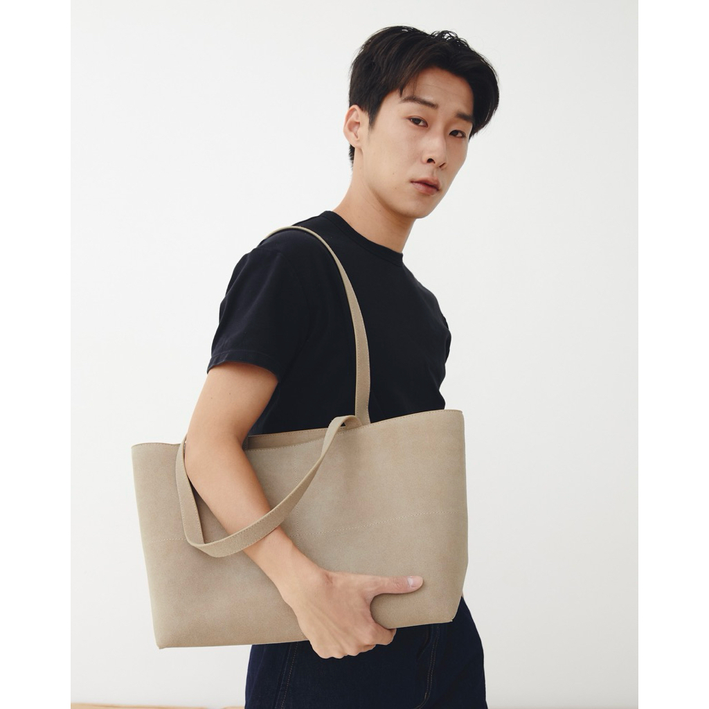 Rawit open-box tote - suede with canvas lining