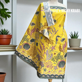 ผ้าปาเต๊ะ ลายปะการังเต่าทะเล พรีเมียม Cotton 100% ผ้านุ่ง ผ้…