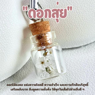 พวงกุญแจ ดอกไม้แห้ง ขวดจิ๋ว เสริมโชคลาภ ดอกสแตติส ดอกยิปโซ ของปัจฉิม ของขวัญ การ์ดปัจฉิม ของชําร่วย ของแจก