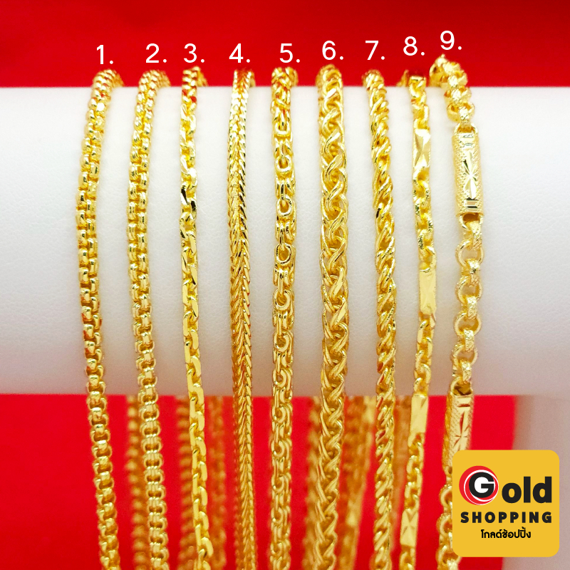 สร้อยคอทองคั่นหัวจรวด น้ำหนักเทียบเท่า 1 บาท ความยาว 24 นิ้ว เสริมบารมี ใส่ออกงานได้ ชุบทองติดทน สวยเป๊ะไม่โป๊ะ พร้อมส่ง