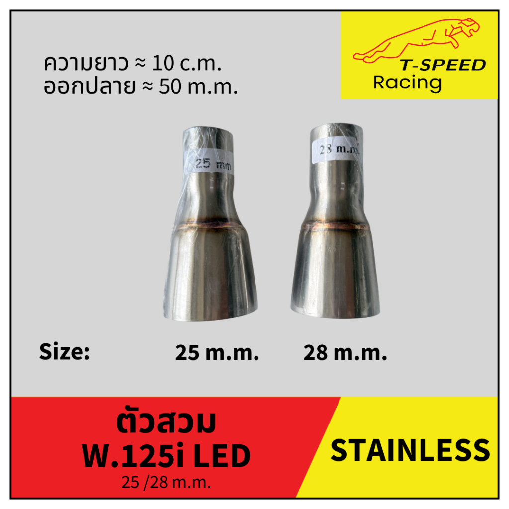 ตัวสวมคอท่อ Honda Wave 125i LED Year 2018-2022 สแตนเลส 304 หนา 1.2 มิล Size 25/ 28 mm.