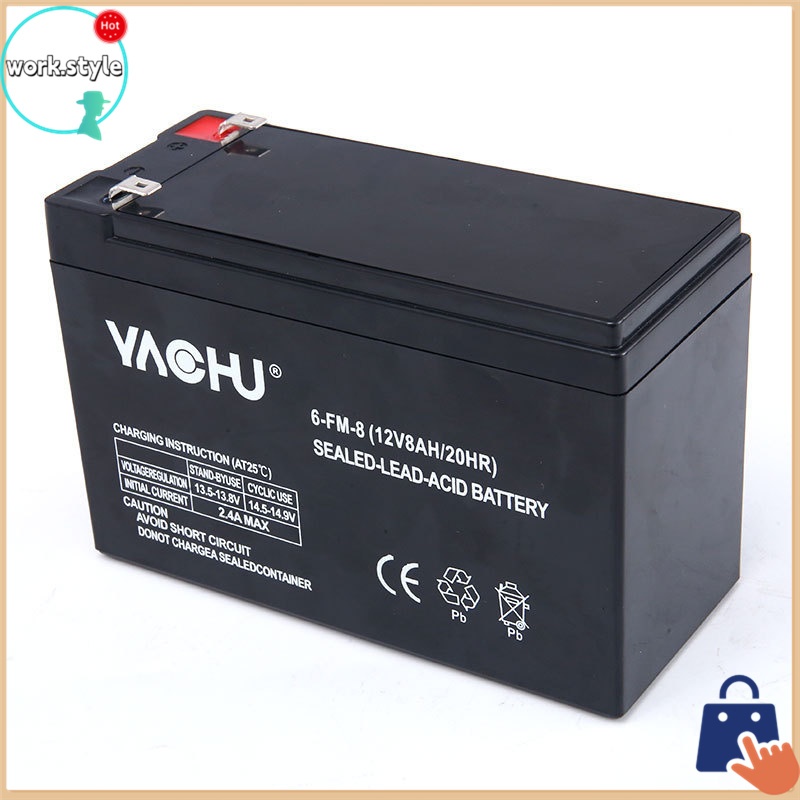 12V8AH YACHU แบตเตอรี่แห้ UPS ไฟฉุกเฉิน เครื่องมือเกษตร ใส่เครื่องพ่นยา แบตเตอรี่เครื่องพ่นยา แบตเตอรี่ถังพ่นยา