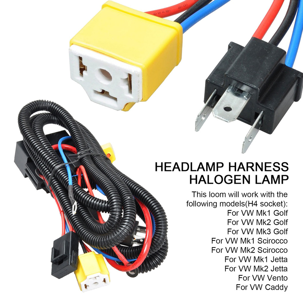 LOCAL H4 Headlight Headlamp Light Bulb Relay Wiring Harness Socket Plug Wire Kit