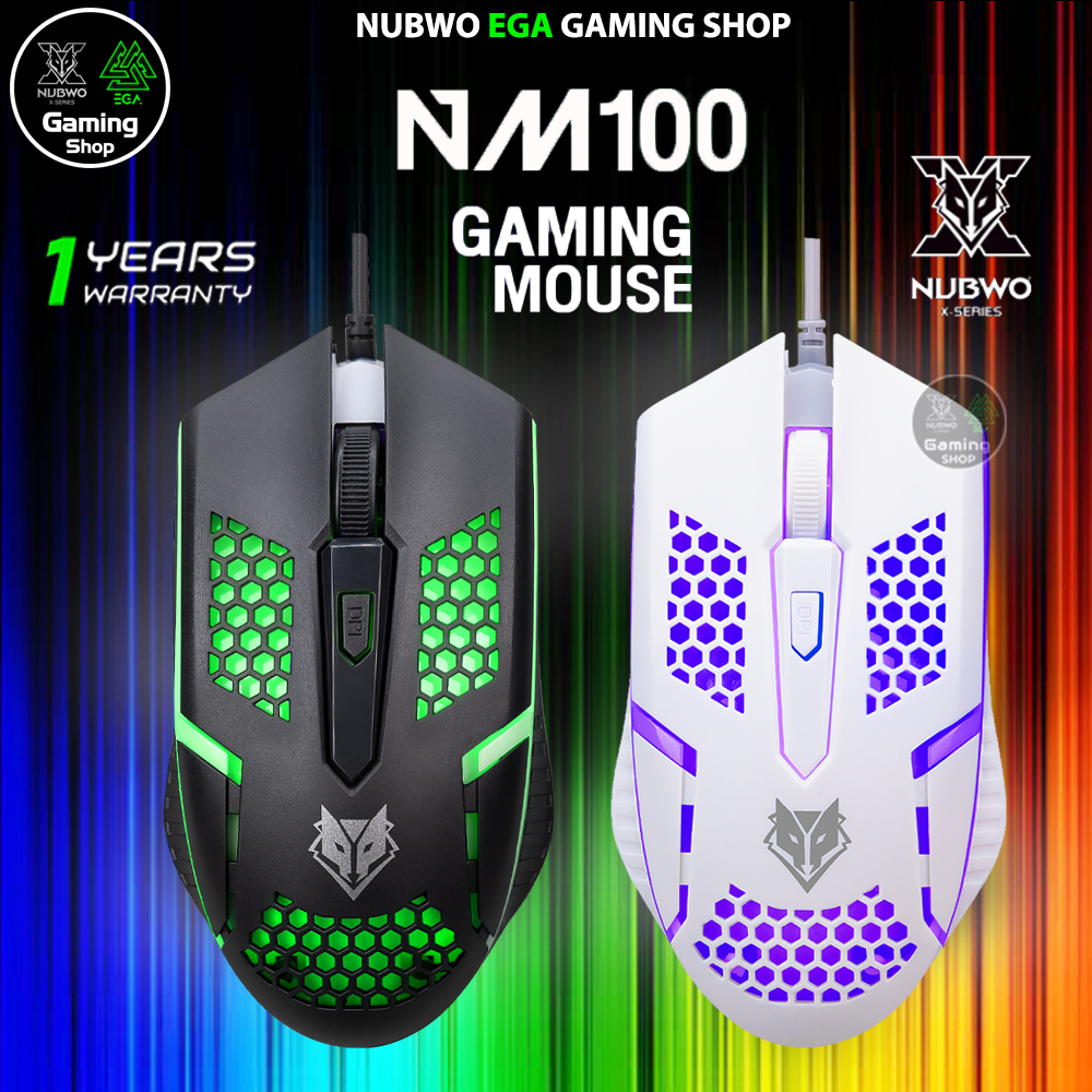 🎮 GAMING NUBWO NM100 GAMING MOUSE OPTICAL เมาส์เกมมิ่ง เมาส์มีไฟ DPI 3 ระดับ สูงสุดถึง 1600 DPI NM-1