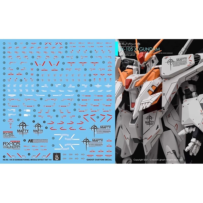 ✅พร้อมส่ง🔥DECAL [GHOST] HG 1/144 RX-105 XI GUNDAMสะท้อนแสงแบล็คไลด์