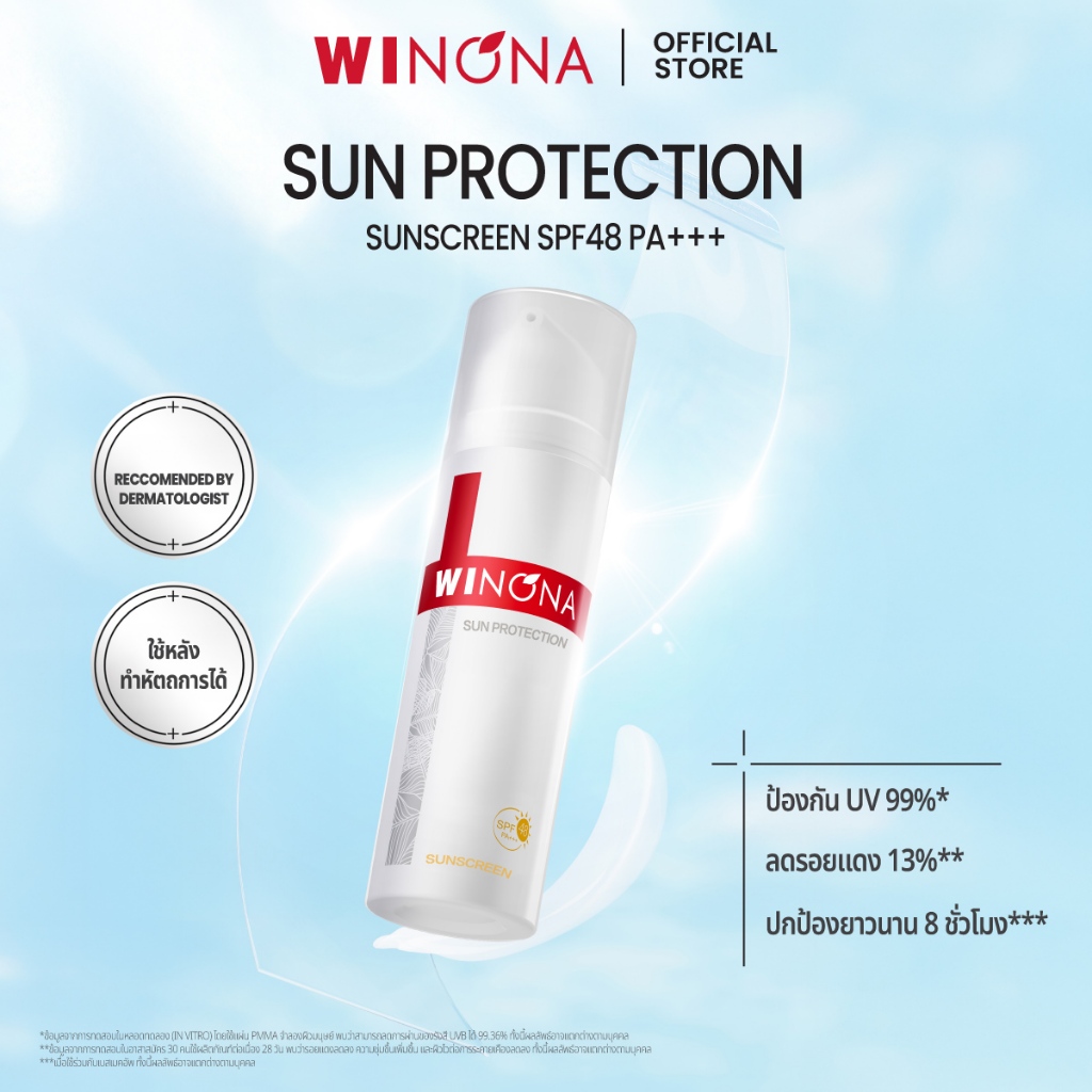 Winona Sunblock Milk SPF48PA+++ วิโนน่า ครีมกันแดด บางเบา อ่อนโยน สำหรับผิวหน้าแพ้ง่าย