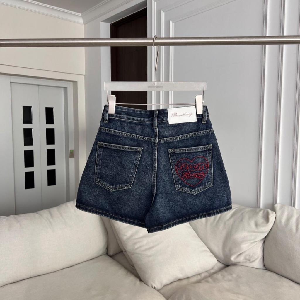 PTJ30287 กางเกงยีนส์ขาสั้นเอวสูงทรง Hot pants ปักหัวใจ PROMTHONG ราคา ถูกที่สุด ดีลบีเคเค แกลเลอรีภาพที่ 7