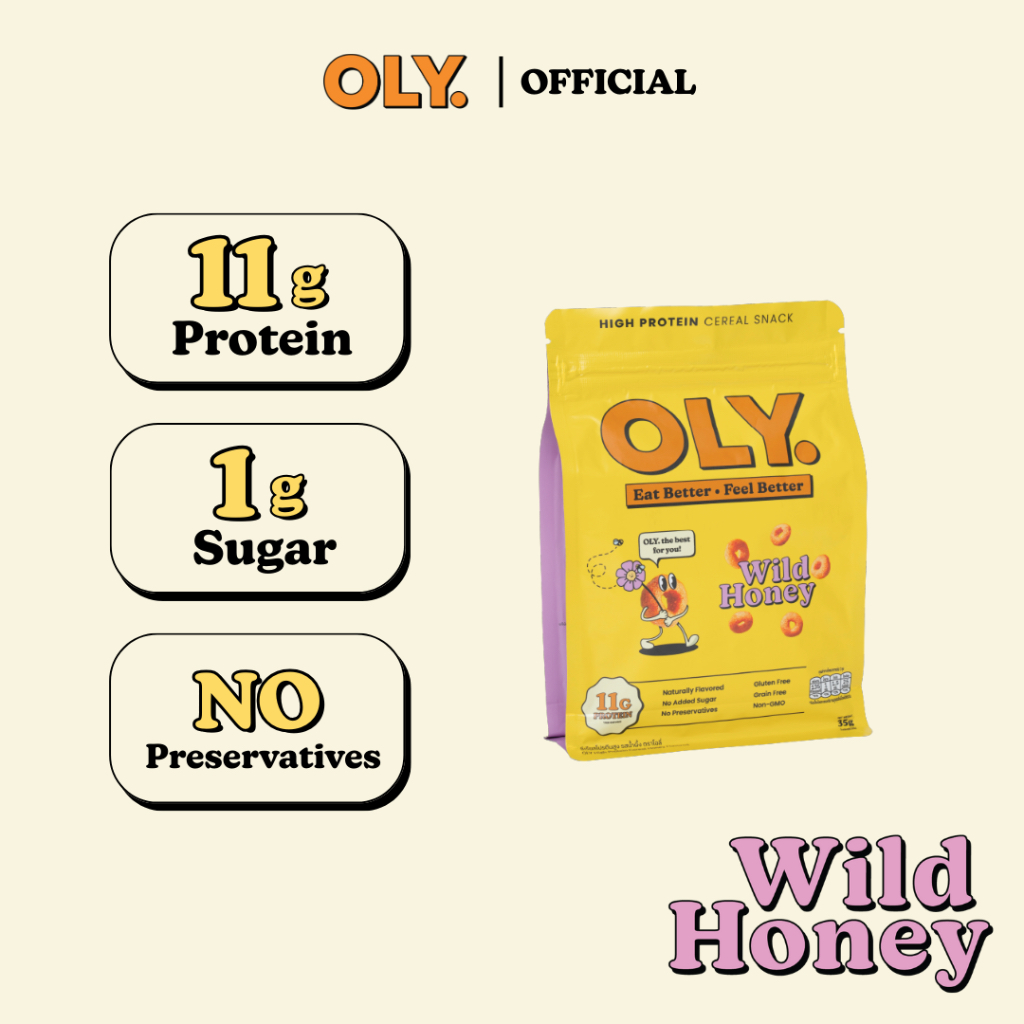 OLY. High Protein Cereal Wild Honey Flavor 35 g ซีเรียลโปรตีนสูง รสน้ำผึ้ง